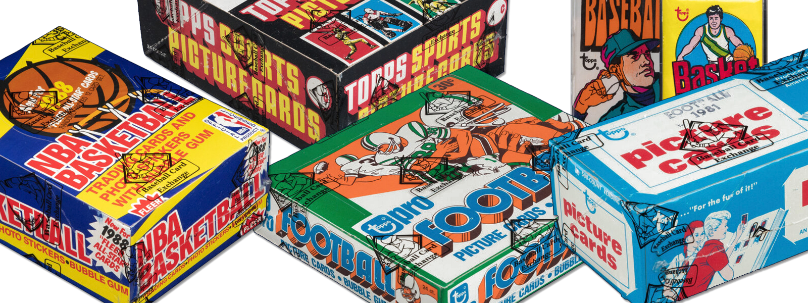 Vintage unopened sports card wax boxes